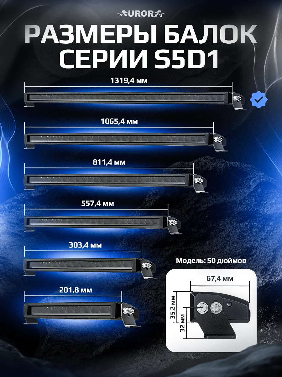 СВЕТОДИОДНАЯ БАЛКА 50" ДАЛЬНЕГО СВЕТА AURORA S5D1 RGB ДХО