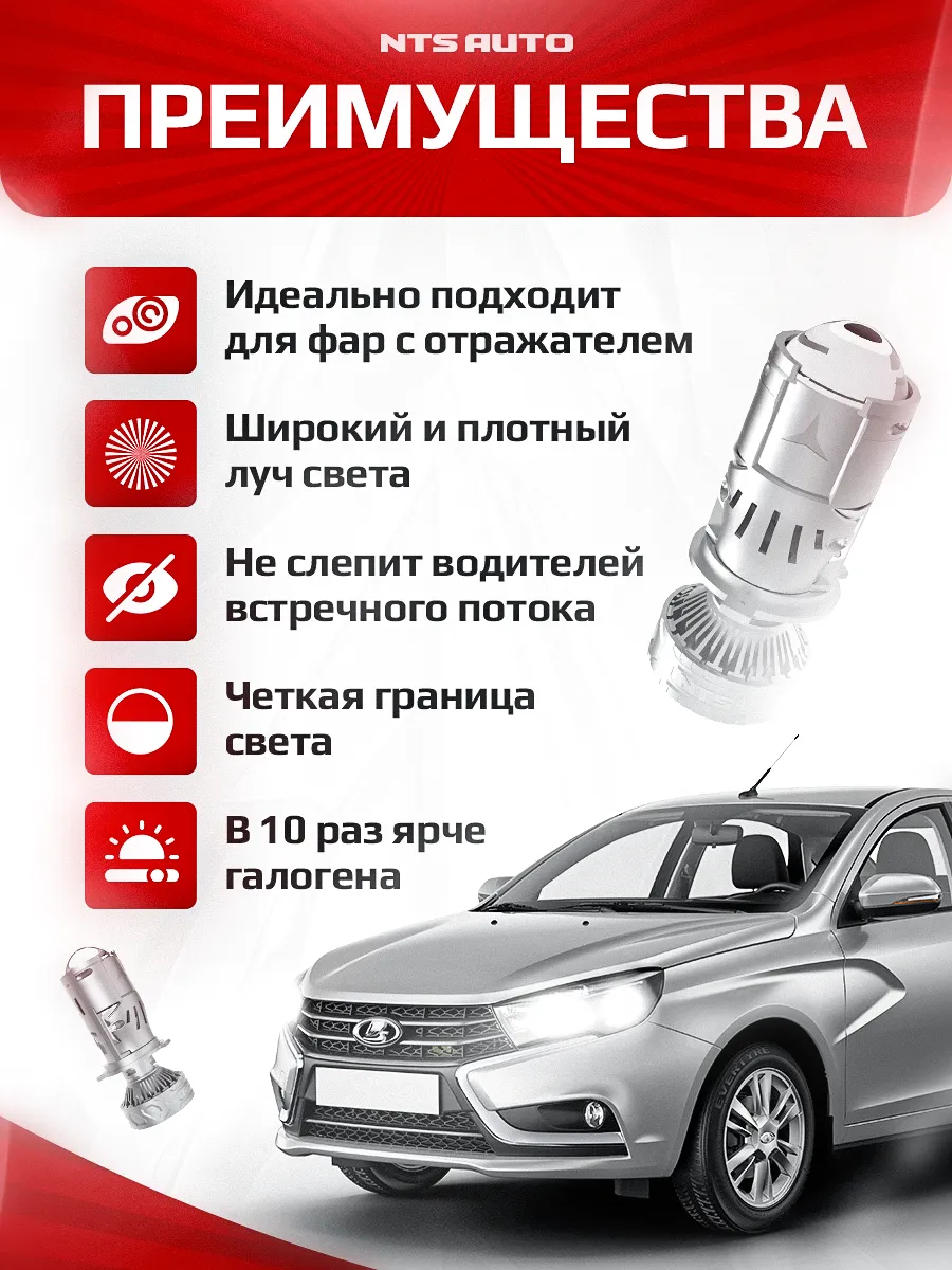 Светодиодная мини лампа-линза со шторкой ARIES H4 120W