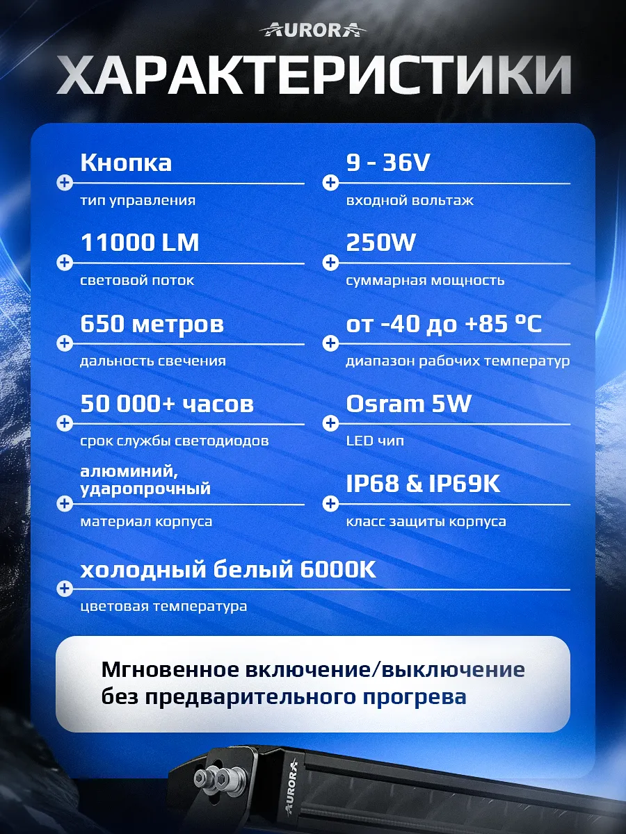 СВЕТОДИОДНАЯ БАЛКА 50" ДАЛЬНЕГО СВЕТА AURORA S5D1 RGB ДХО